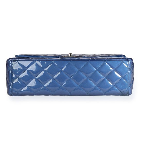 Chanel Blue Patent Leather Quilted Maxi Classic Double Flap Bag - Picture 5 of 9